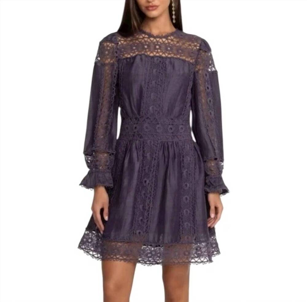 NEW JOHNNY WAS mitska lace mini dress in deep plum